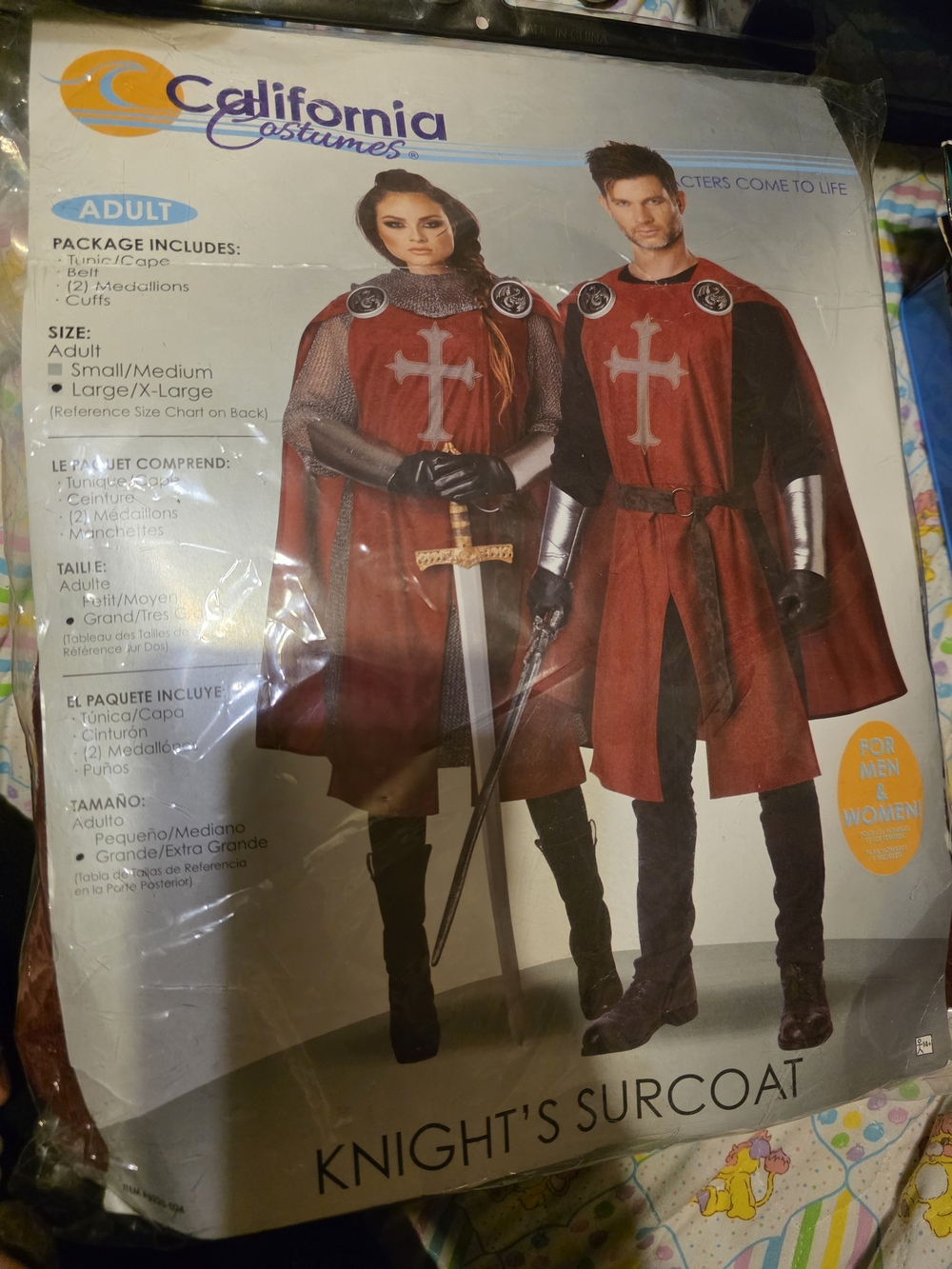 California Costumes Red Knight Surcoat with Cross Emblem Halloween Ren Faire